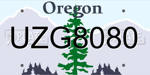 UZG8080 Oregon License Plate