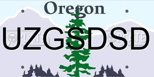 UZGSDSD Oregon License Plate