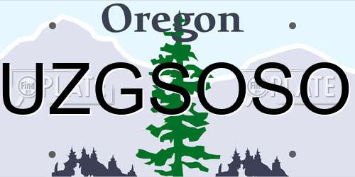 UZGSOSO Oregon License Plate