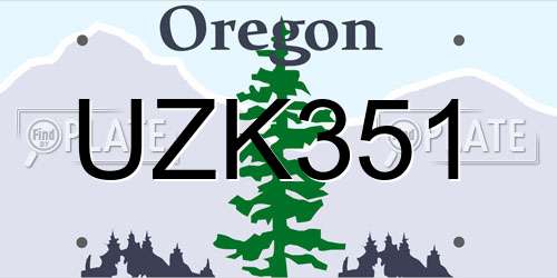 UZK351 Oregon License Plate
