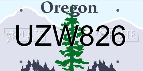 UZW826 Oregon License Plate