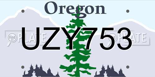 UZY753 Oregon License Plate
