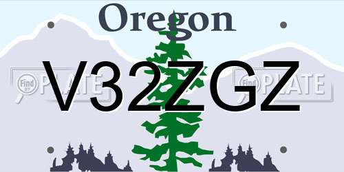 V32ZGZ Oregon License Plate