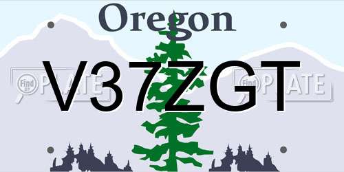 V37ZGT Oregon License Plate