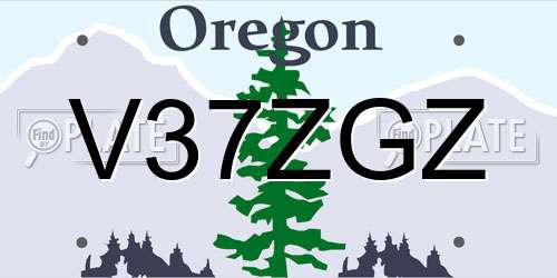 V37ZGZ Oregon License Plate