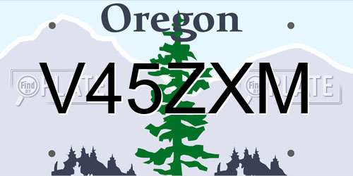 V45ZXM Oregon License Plate