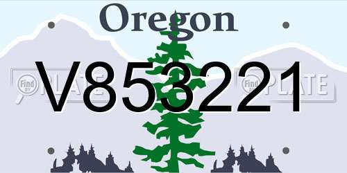 V853221 Oregon License Plate