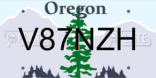 V87NZH Oregon License Plate