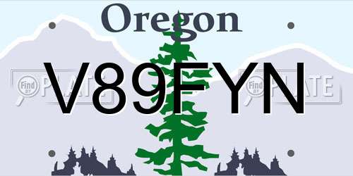 V89FYN Oregon License Plate