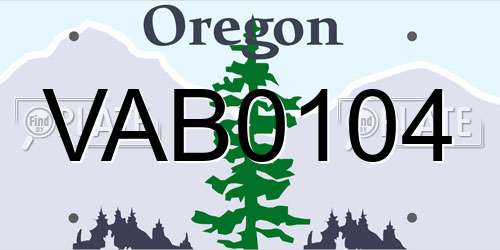 VAB0104 Oregon License Plate