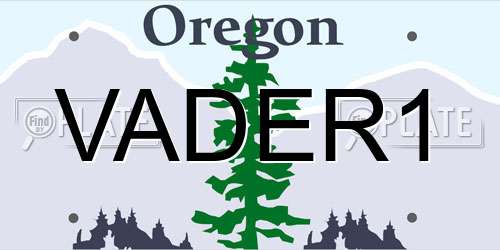 VADER1 Oregon License Plate