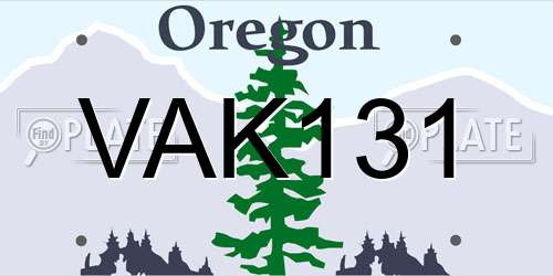 VAK131 Oregon License Plate