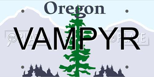 VAMPYR Oregon License Plate
