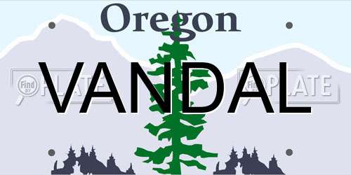 VANDAL Oregon License Plate