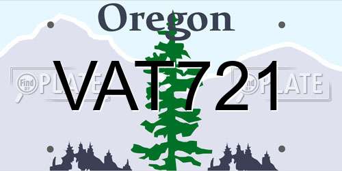 VAT721 Oregon License Plate