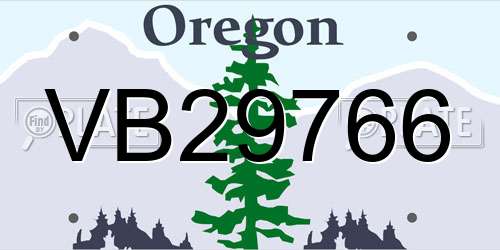VB29766 Oregon License Plate