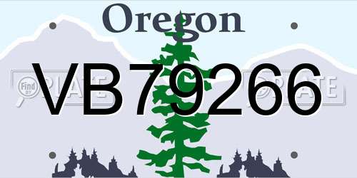 VB79266 Oregon License Plate