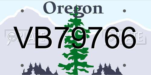 VB79766 Oregon License Plate