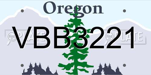 VBB3221 Oregon License Plate