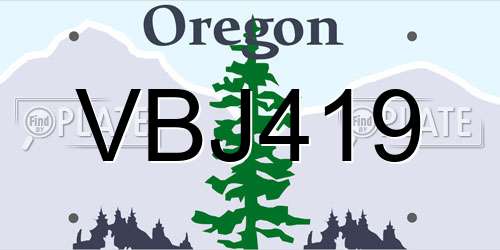 VBJ419 Oregon License Plate