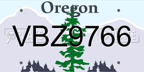 VBZ9766 Oregon License Plate