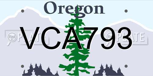 VCA793 Oregon License Plate