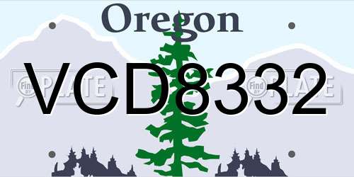 VCD8332 Oregon License Plate