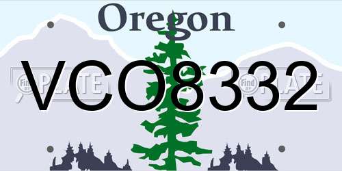 VCO8332 Oregon License Plate