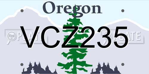 VCZ235 Oregon License Plate