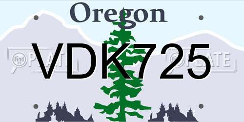 VDK725 Oregon License Plate