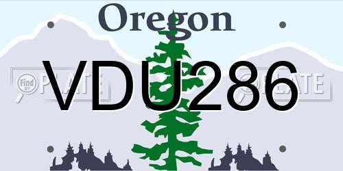 VDU286 Oregon License Plate