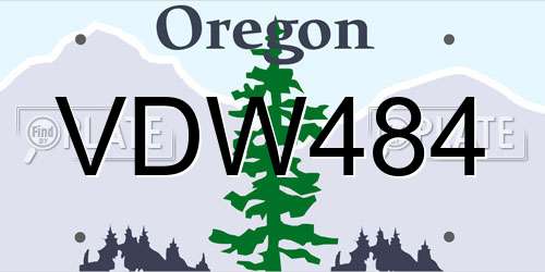 VDW484 Oregon License Plate