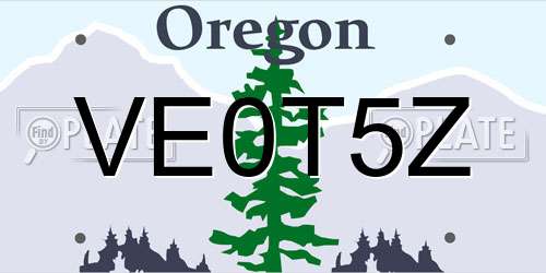 VE0T5Z Oregon License Plate
