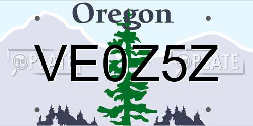 VE0Z5Z Oregon License Plate