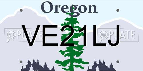 VE21LJ Oregon License Plate