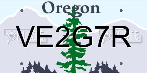 VE2G7R Oregon License Plate