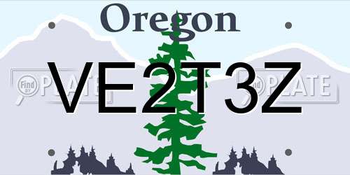 VE2T3Z Oregon License Plate