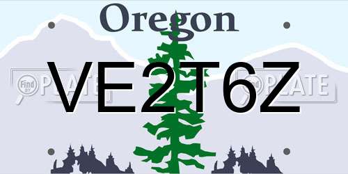 VE2T6Z Oregon License Plate