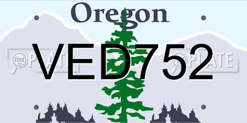 VED752 Oregon License Plate