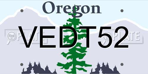VEDT52 Oregon License Plate