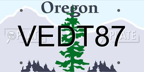 VEDT87 Oregon License Plate