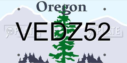 VEDZ52 Oregon License Plate