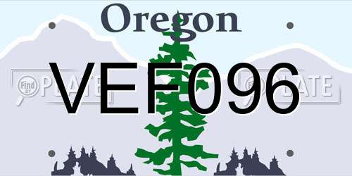 VEF096 Oregon License Plate