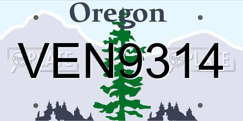 VEN9314 Oregon License Plate
