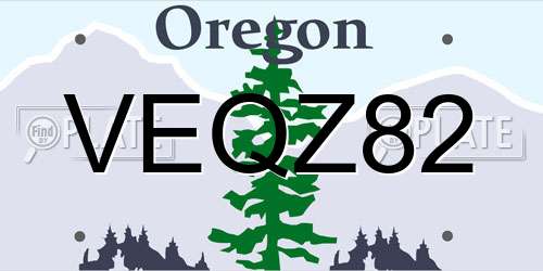 VEQZ82 Oregon License Plate