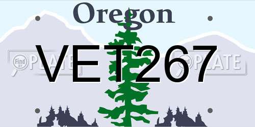 VET267 Oregon License Plate