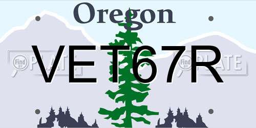 VET67R Oregon License Plate