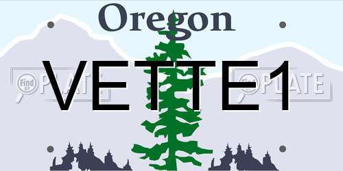 VETTE1 Oregon License Plate