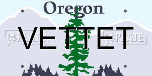 VETTET Oregon License Plate
