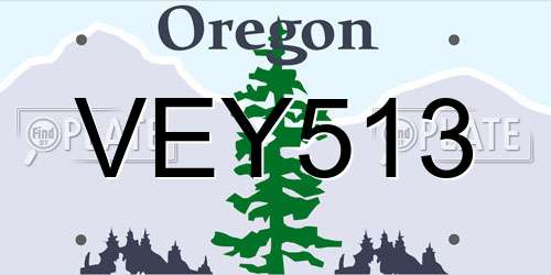 VEY513 Oregon License Plate